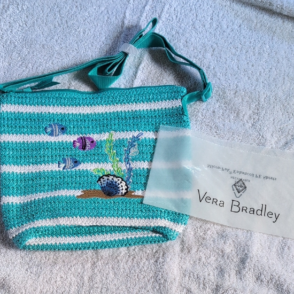 Vera Bradley Aqua Striped Crossbody Bag